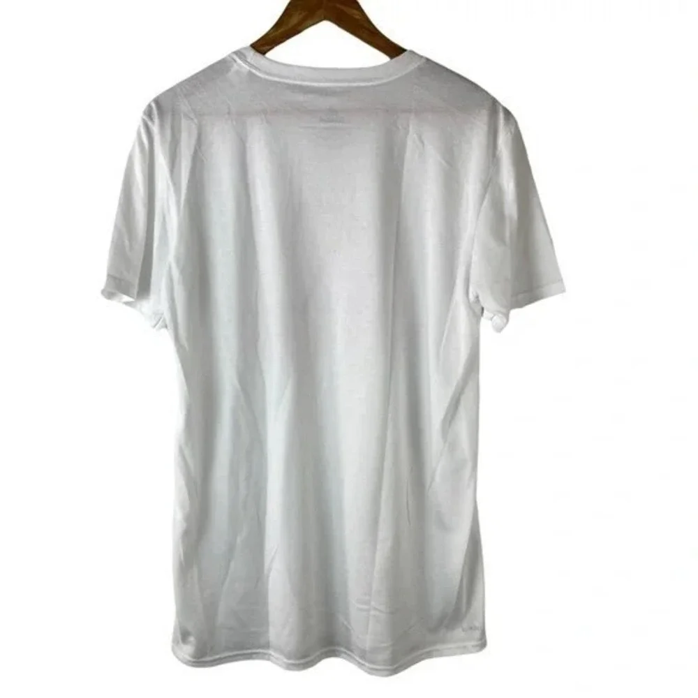 Adidas Mens The Go-To Performance Tee White Spray Paint Graphic Logo Shirt M